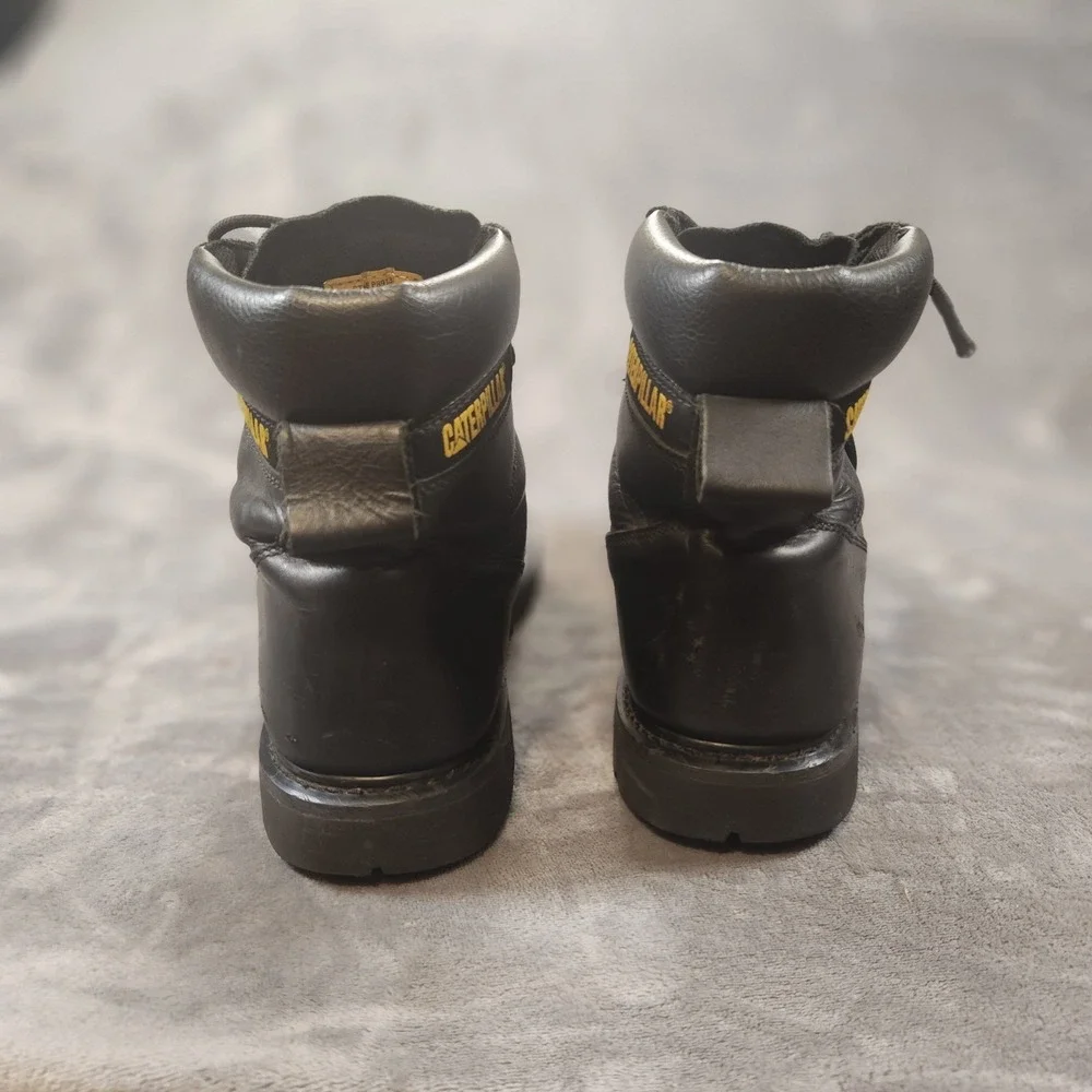 Caterpillar Boots Mens 13 Bkack Leather Second Shift Steel Toe Work P89135